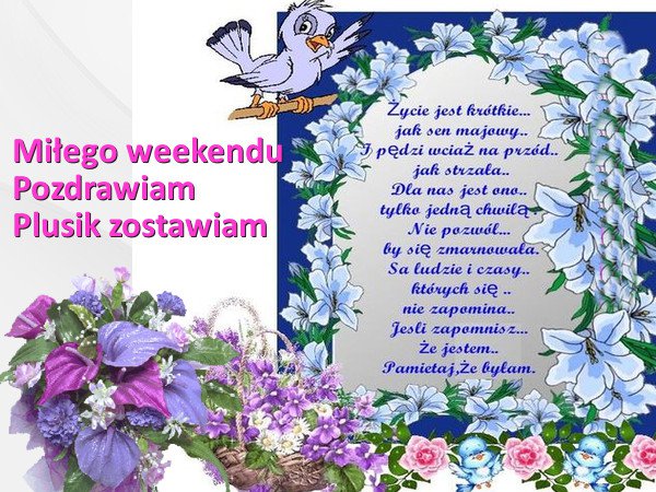 WSPANIALEGO WEEKENDU DUZO RADOSCI HUMORU DOBREGO I  SLONECZKA PIEKNEGO