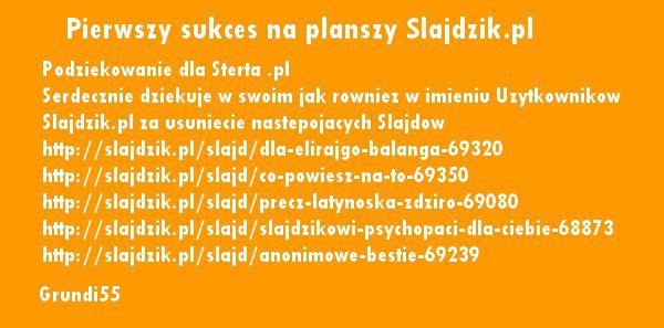 Pierwszy sukce na planszy Slajdzik.pl