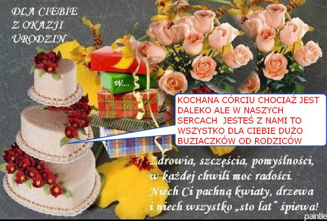 Z OKAZJI URODZIN -KOCHANEJ CÓRCI RODZICE