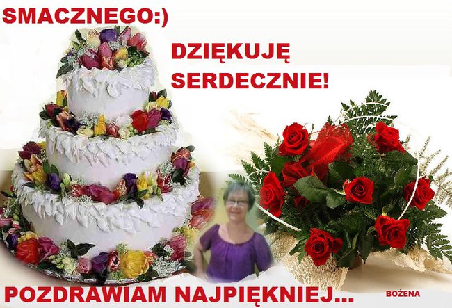 PODZIĘKOWANIA ZA ŻYCZENIA URODZINOWE OD BOŻENKI