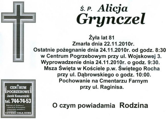 OSTATNIE POZEGNANIE .SP.MGR ALICJA GRYNCZEL