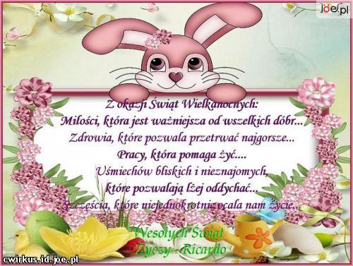 Kolorowych pisanek, pudrowanych babek,