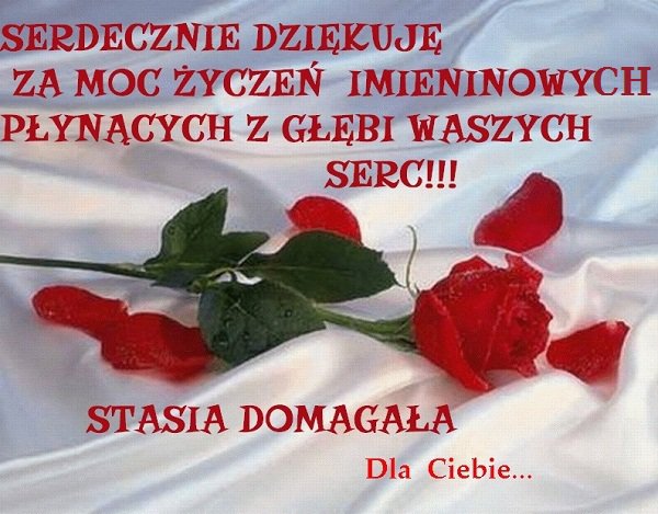 Serdeczne dziękuję za życzenia imieninowe  Stasia D.