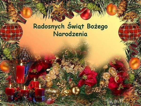 Święta to wspaniały czas, Więc się cieszmy i radujmy, życzeń i uścisków sobie nie żałujmy. Wesołych Świąt