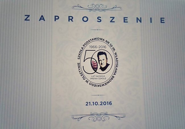 ZAPROSZENIE 50 LECIE SP 10 W OLSZTYNIE