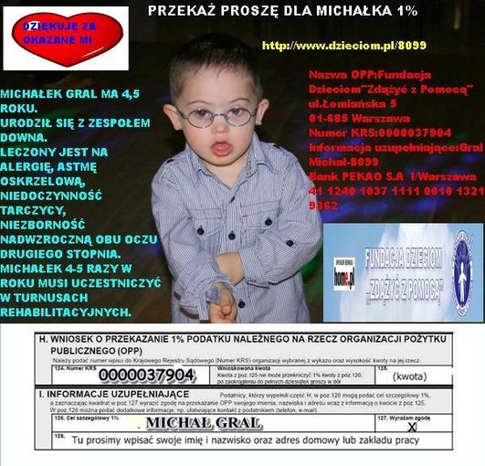 APEL O POMOC DLA MICHAŁKA